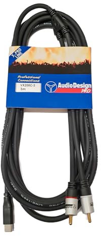 AUDIODESIGN PRO Cavo adattatore professionale da USB-C a 2 RCA maschio, 3 metri, connettori placcati in oro, audio senza distorsioni, X-PRO Line