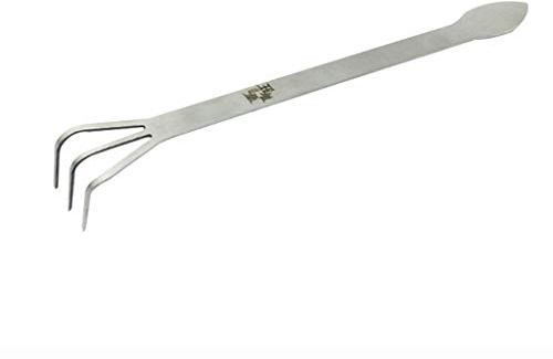 1PC Rakes, 3-Prong Stainless Steel Gardening Loosen Soil Root Spatula Soil Farming Bonsai Tree Tool with Handle