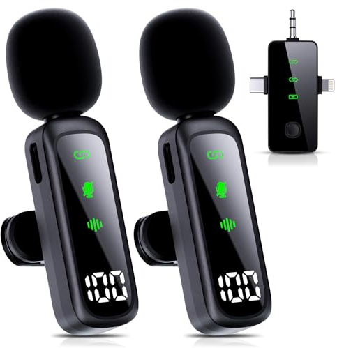 Wireless Lavalier Microphone for iPhone Android Computer PC Mini Microphone for Live Streaming Video Recording Interviews Outdoor or Indoor YouTube TikTok Vlog