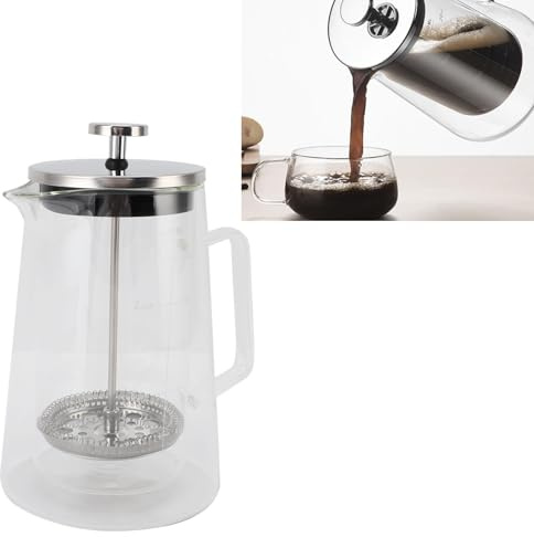 ASHATA de 650 Ml de Prensa Francesa, Olla de café de café de Vidrio con Vidrio de Borosilicato Alto y 304 Acero Inoxidable para la Oficina de té de Estudio en el Hogar