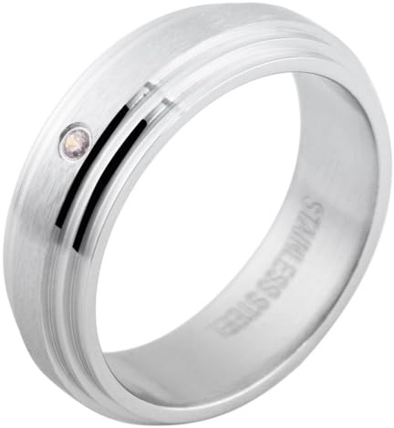 Akzent Damen Ring - Damenring Größe 68, 70, 72, 74, 76 aus Edelstahl in Silber, 100% Wasserfest & Hautverträglich