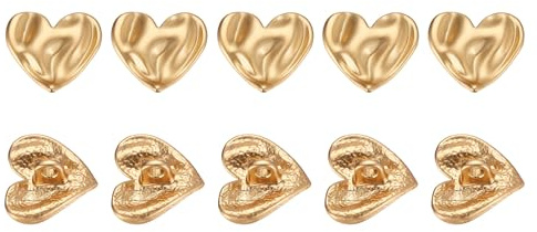 sourcing map 10Pcs Metal Heart Buttons, 14mm Heart Shape Sewing Craft Buttons with Single Hole for Sewing Blouse Shirt Button DIY Garments and Accessories, Matte Gold