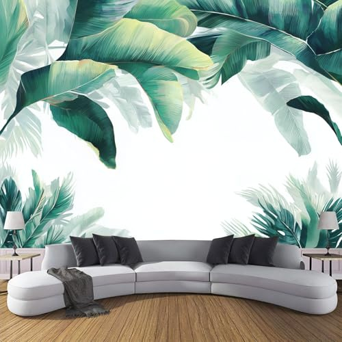 ZISTRCBAO Carta Da Parati Foglia Di Banano Ad Acquerello, Pianta Tropicale Carta Da Parati per Sala Pranzo Divano Camera Letto Soggiorno TV Sfondo Muro 150x105cm