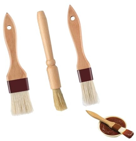 3 Pcs Pastry Brushes, Wooden Basting Brush, Durable & Heat Resistant Cooking Brushes for Baking, Multi-use Food Brush for Applying Oils Glazes Milk and Egg Yolk,Baking, Barbecue & Cookings