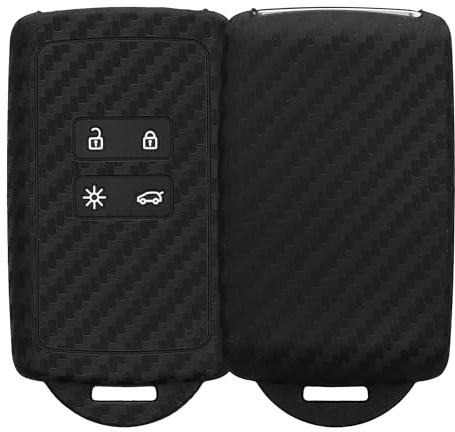 kwmobile Custodia Compatibile con Renault con 4 tasti Smart Key (solo Keyless Go) - Cover Chiavi Auto Protezione Copri Telecomando - Copri Chiave Silicone Effetto Carbonio
