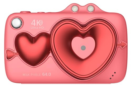 Gettimore Digital Camera with 64MP & 4K Video, 2.8-inch HD Flip Screen, Dual Front and Rear Cameras, WiFi Enabled for Photo and Vlog Capture Pink