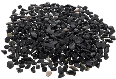 Abaodam Schwarze Obsidian Aquarien Dekoration 200g Feine Obsidianstein Splitter mit Verschleißfester Glatter Oberfläche für Aquarium und Pflanzen