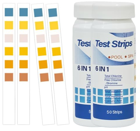 100 Stück PH Teststreifen,6-in-1 Pool Tester PH und Chlor,Pooltester Messen,Streifen Wassertester Aquarium Test,Wert Messgerät,Messstreifen für Cyanursäure,Spa,Wassertest,Pool Messen,Wasserhärte Teste