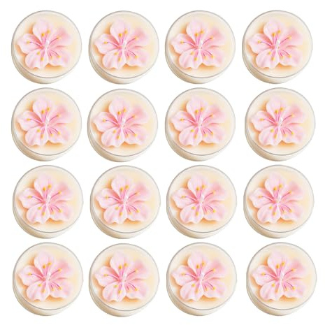 Confezione da 16 candele profumate a forma di fiore di pesca bianca - Profumo Oolong - Decorazione per interni rilassante - Accessorio fotografico - Atmosfera estetica - Ideale per caffetterie e