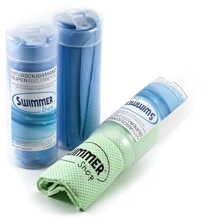 SwimmerShop Asciugamano Super Assorbente in PVA 66x43 cm, Telo Piscina Compatto per Nuoto, Tuffi e Sport, Camoscio Sintetico Strizzabile, Asciugatura Rapida, Large