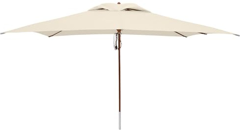anndora® Sonnenschirm 3 x 4 m eckig Terassenschirm Holz Gestänge - Natural