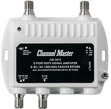Channel Master Ultra Mini 2-2-Port TV Antenna Distribution Amplifier, 11.5dB gain, Compatible with Non-Amplified TV Antennas, Cable and Internet Modems, Increases Signal Strength, Indoor/Outdoor