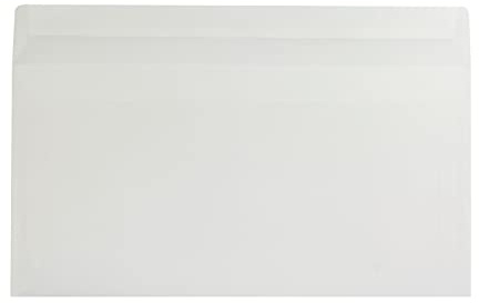 Transparente Briefumschläge DIN Lang, 110 x 220 mm, ohne Fenster, 500 Stück | Haftklebung mit Abziehstreifen, Gerade Klappe, 90g/m² Offset, Transparent-Weiß, Blanke Briefhüllen