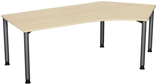 Gera Möbel 4 Fuß Flex Schreibtisch, Holzdekor, ahorn/anthrazit, 216.6 x 113 x 72 cm