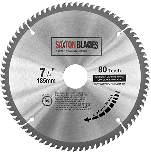 TCT18580T Saxton TCT Circular Wood Saw Blade 185mm x 30mm Bore x 80T for Bosch Makita Dewalt Fits 190mm Saws