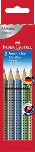 Faber-Castell 110993 - Buntstift Jumbo Grip Metallic, 5er Etui
