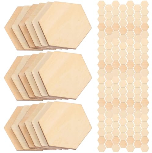 Holzscheiben Sechseck für DIY Handwerk Deko Geschenkanhänger 100 Stücke 30mm