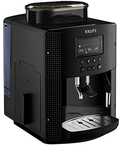 Krups Roma EA81P0 Cafetera expreso superautomática, 1.7 L, 3 Niveles de Temperatura, 3 Texturas de molienda, 1 Cups, plástico, Pantalla LCD