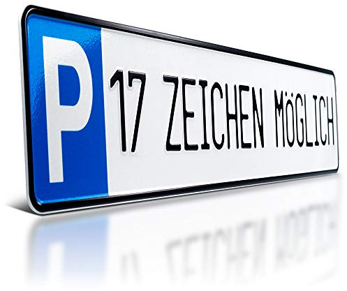 1 Parkplatzschild | Wunschtext | Privatparkplatz | Parkplatz-Kennzeichen | Bis zu 17 Zeichen | Aluminium Schild | Firmen Parkschild für Kunden | Stellplatz Kfz Kennzeichen | Parkverbot | 520 x 110 mm