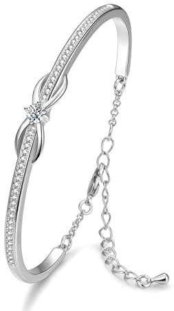 Praelinos Infinito Simbolo Pulsera para Mujer Chapado en Oro Blanco Rose Ajustable Joyería Para Regalos Para Esposa Madre Mama Novia Cumpleaños Navidad San Valentín Aniversario