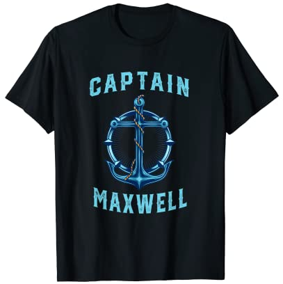 Captain Maxwell Personalisierter Name Segeln nautischer Geburtstag T-Shirt