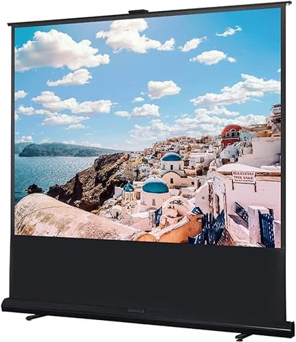 MYOYAY 84 Inch Manual Pull up Projector Screen 4:3 4K HD Floor Standing Projector Screens Portable and Retractable Video Projection Screen Movie Screens for Indoor Outdoor Home Hotel School Office
