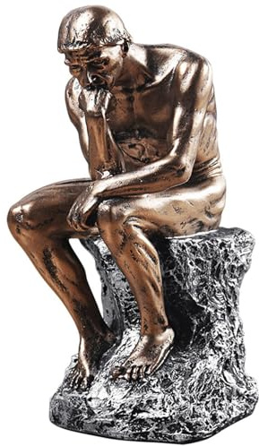 Estatua de The Thinker en bronce retro fundido en frío de primera calidad, 9.64 pulgadas, diseño de figura coleccionable de grado premium (cobre)