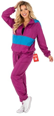 Fun Shack 80er Trainingsanzug Kinder, 80er Jahre Halloween Kostüm | Oberteil & Hose, Lila-blaues 80er-Design, Zum Überziehen, Perfekt für Halloween, Ideal für Rollenspiele
