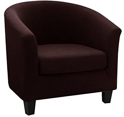 NICCEN Strecken Sesselbezug Jacquard Sesselhussen Anti-Rutsch-Sessel Sessel Barrel Chair Cover Für Esszimmer Wohnzimmer Büro Empfangsstuhl -braun-Einheitsgröße