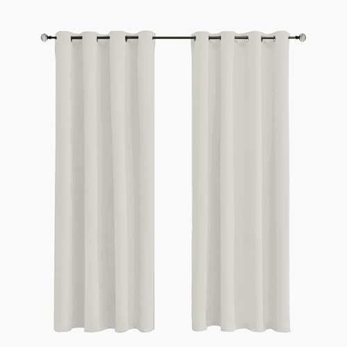 Tenger Home - Cortina opaca con ojales, 1 pieza (150 x 150 cm), color blanco