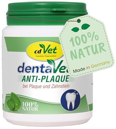 dentaVet Antiplackpulver för hundar och katter – naturlig tandvård, 150 g
