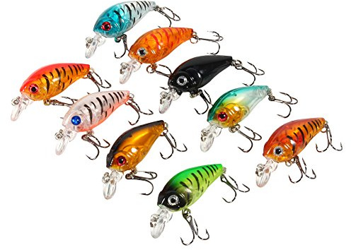 Nimomo Jigs de pêche au Bar, appâts artificiels, Crochet de leurres de pêche 9 pièces/Sac, Petit appât à manivelle de 4,5 cm/4 g pour Eau Douce et Eau salée