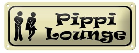 FEMER Targa in metallo Pippi Lounge 27 x 10 cm WC WC toilette metallo targa targa targa scritta tin Sign