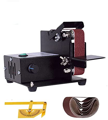 Levigatrice a Nastro Levigatrice per Lucidatura Mini Levigatrice a Nastro Fai da Te Smerigliatrice Multifunzionale Coltello Apex Affilacoltelli con Chiavi Cintura di Sabbia,180w