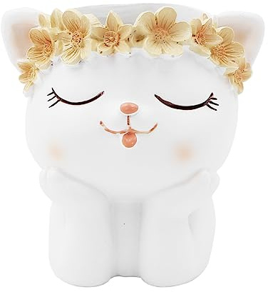 Niedlicher Katzen-Stifthalter aus Kunstharz, Kätzchen, Tierblume, Sukkulenten, Kaktu, Pflanztopf, Stiftehalter, Topf, Cartoon, Stiftbehälter, Schreibwaren, Geschenk (Bär)