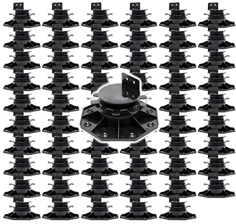 XPOtool Lot de 60x Plots de terrasse – Charge 2700 kg – Hauteur réglable 33-64 mm – en PP – Pieds de support pour Lames Dalles Lambourdes