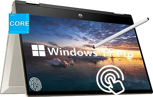 HP Pavilion 2-in-1 Business Laptop, 14 inch FHD Touch Screen, Intel Core i5-1135G7, Windows 11 Pro, 16GB DDR4 RAM, 512GB SSD, Fingerprint Reader, Type-C, Micro SD, Warm Gold, PCM
