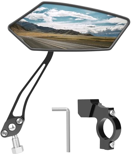 Retroviseur Velo [Unilatéral Droit], Diyife Miroirs de Vélo Réglable à 360°, Grand Miroir HD, Compatibles Guidon 22-25mm Universel, Facile à Installer - avec Clé Allen