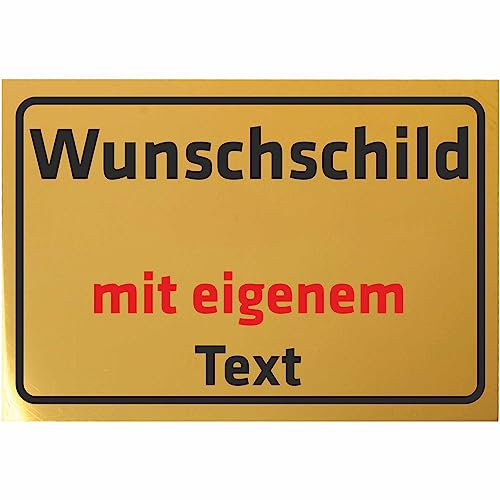 INDIGOS UG - Schilder selbst gestalten - Schild personalisiert - Aluverbundplatte in Gold - 5 Größen - Türschild personalisiert mit Text oder Namen - für Garage, Hotel, Parkplatz, Schule, Carport,