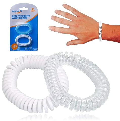 Anti Mosquito Wristbands 2Pcs, Long-Lasting 100+ Hrs Bug Repellent Bands for Kids & Adults, Deet-Free Waterproof Coil Bracelets for Travel, Camping, BBQ, Outdoors
