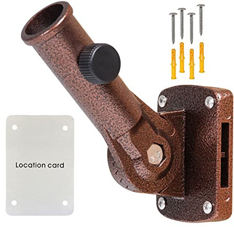 NQ Flag Pole Holder for 2.5cm (1 Inch) Diameter Flagpoles, Aluminum Flag Pole Bracket for Outside House, Multi-Position Adjustable Flag Pole Mounting Bracket (Brown)