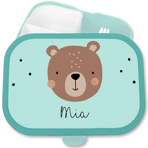 Brotdose Kinder Campus für Mepal - Brotbox Boho Bär Vesperdose Bären Lunchbox Bear I - 750 ml - Türkis - personalisierte jause brotdosen mädchen name fächern kind