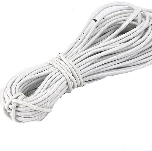Yurosiay Cordón de goma de 50 m × 2,5 mm, cordón elástico multicolor, redondo, cordón elástico para coser, hilo elástico para ropa, hogar, manualidades, columpios, cordones blancos