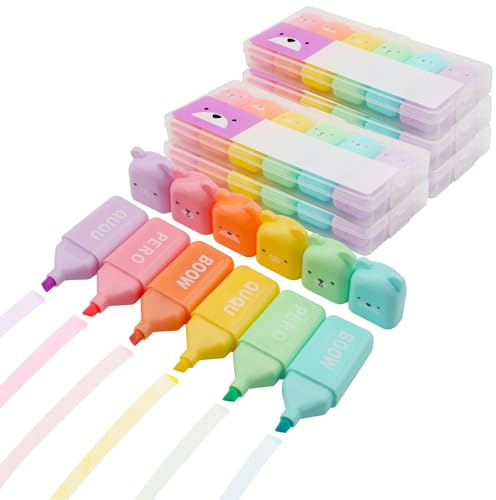 YSsgjK 30 Stück Mini Textmarker, Mini Textmarker Klein Cartoon Textmarker | Stifte Textliner Highlighter Marker Set, Klein Marker für Erwachsene Bürobedarf