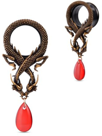 COOEAR Écarteurs d'oreille à vis avec double renflement, écarteurs en chair pour les oreilles, boucles d'oreilles avec vis de dilatation pour piercing., 16 mm, Acier inoxydable, Grès