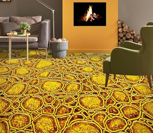 Bodendekorationsposter 3D-Wandbilder aus goldenem Steinboden, 200 x 140 cm Bodenfliesen Aufkleber Wohnzimmer Studie Bodenbelag Tapete, Epoxidharz