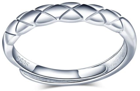MICMIF Anello a fascia per donna uomo anello serpente argento 925, Anelli regolabile anello minimalista anniversario, Gioielli argento