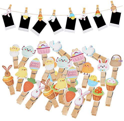 Gadpiparty 70 Stk Cartoon-Clip aus Holz hölzern Büroklammern Bilderclips zum Aufhängen Mini-Bilder-Clip Bilder-Organizer-Clips Fotoclips aus Holz Hase Fotoordner kleiner Klipp Wäscheklammer