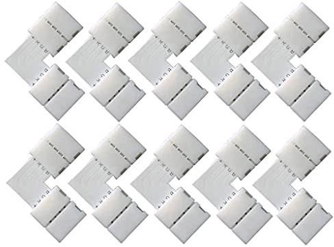 BEBIKR Conectores de esquina de cinta LED de 90 grados sin soldadura para luces flexibles 5050 de 10 mm de ancho, conectores de esquina