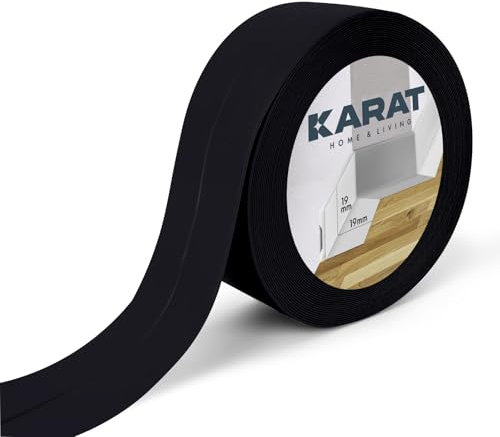 KARAT Plinthe souple 19 x 19 mm, noir, 25 m – Dos autocollant – Plinthe en PVC pour cuisine et salle de bain – Plinthes adhésives pouvant être découpées individuellement – Bande d'étanchéité (Riga)